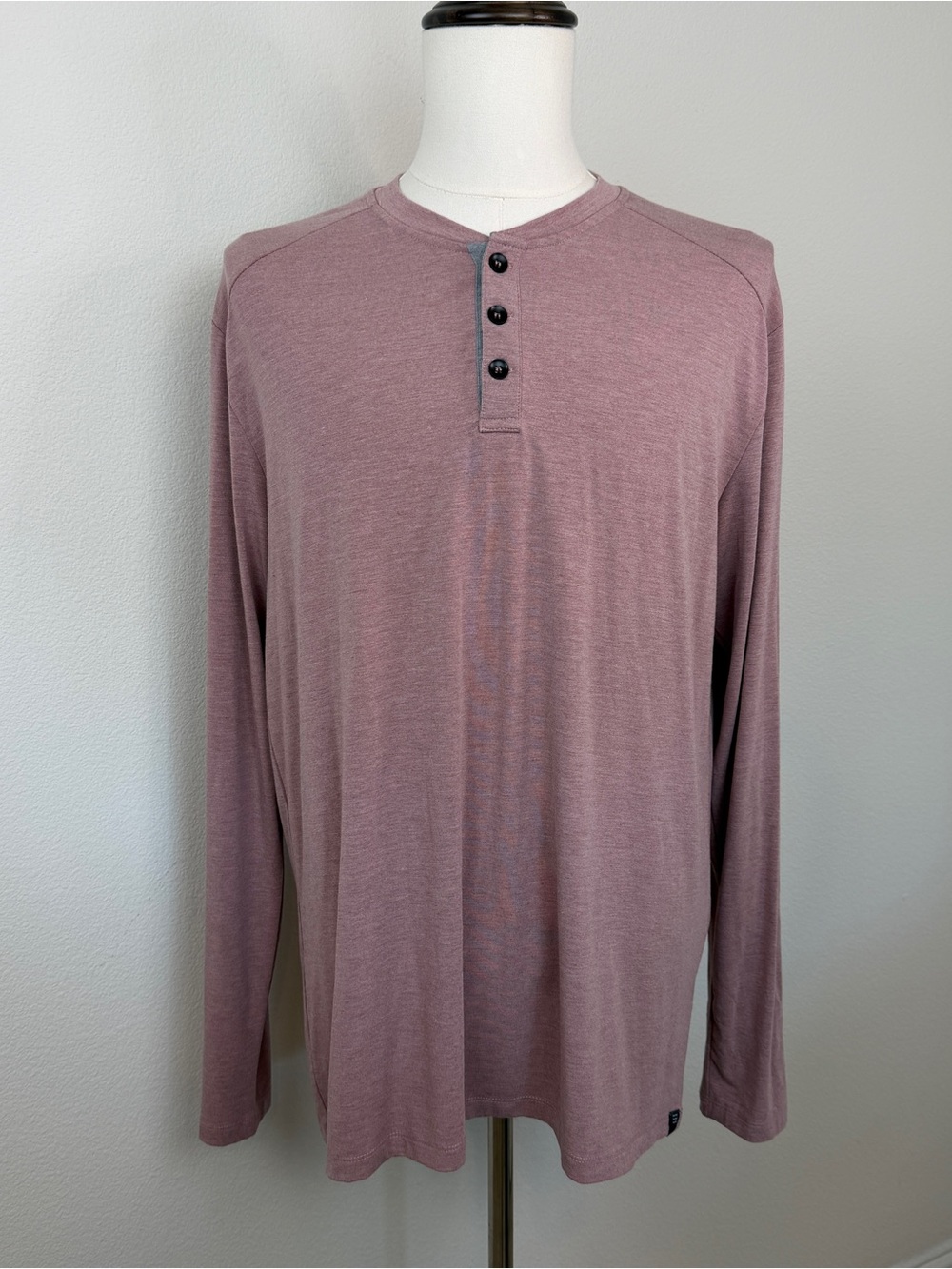 Free Fly Men’s XL Bamboo Long Sleeve Henley Shirt Mauve Pink Stretch